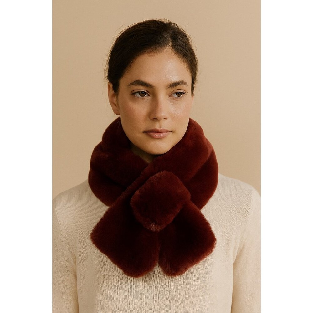 Hat Attack Faux Fur Scarf | Deep Burgundy Plush Neck Wrap | Chic Winter Trend 20